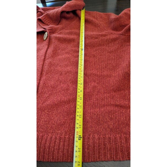 Women's Cardigan Sweater 3X Lambs Wool Angora Thick One Button Shawl Collar Rust - Picture 10 of 10
